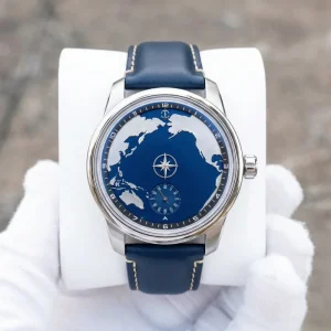 Wandering Hours Mechanical Watch Automatic World Map Relief Dial Sapphire Crystal 316L Stainless Steel Luxury Custom Wristwatch