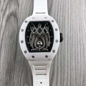 Watch 38mm Black Ceramic Rose Gold Color Spider Tourbillon Manual Mechanical Skeleton Dial Tonneau Case Mens Watch