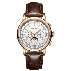 Watch 42mm Stainless Steel Case Date Moon Phase Chronograph Automatic Mechanical Men’s OEM Custom Logo