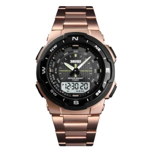 Watch Fashion Dual Time Analog Digital Relojes Hombre 1370 Wristwatch