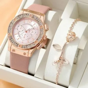 Watch Set Luxury Rhinestone Women Fashion Elegant Wristwatch Quartz Watch for Girl Ladies