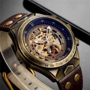 Watch Vintage Automatic Mechanical Transparent Skeleton Watch Self Winding Men Watch