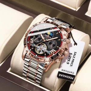 Watch for Men 1410 Classic Hollow Tourbillon Mechanical Watch Unisex Steel Wristwatch