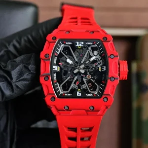 Watch for Men Automatic Watch Carbon Fiber Black Skeleton Dial Butterfly Rotor