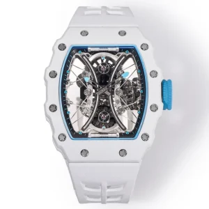 Watch for Men Automatic Watch White Carbon Fiber Skeleton Dial Suspended Movement