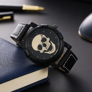 Watch for Men Large Dial Cool Skeleton Appearance Quartz Watches Mens Accessories Halloween