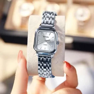 Watch for Women Stainless Steel Band Square Watch Elegant Waterproof Ladies Quartz Watch Reloj