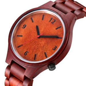 Watches Unique Design Wooden for Men and Women Minimalist Leather Band Stainless Steel Unisex Watch Analog