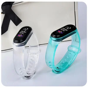 Waterproof LED Digital Watch Fashion Transparent Band Sports Watch Men Women Kids