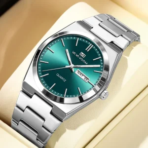 Waterproof Luminous Date Stainless Steel Band Luxury Quartz Wristwatch