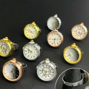 Waterproof Mini Watch Cute Gold Plated Digital Minimalist Watch Ring Steel Dial Mini Silver Finger Open Watch Rings