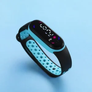 Waterproof Plastic LED Electronic Two-Color Band Digital Sports Watch Students Children Kids