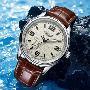 Waterproof Quartz Men’s Luxury Business Casual Classic Retro Dial Leather Strap Watch Customizable Logo
