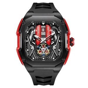 Waterproof Skeleton Sports Silicone Watch Strap Automatic Mechanical Watch