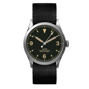 Waterproof Sport Limited Edition Luxury Men’s Watch with Crystal Dial Nylon Band Luminous Hands Black Dial Quartz Movement