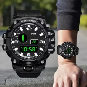 Waterproof Sports Large Dial Men’s Watch Luminous Stopwatch Date Electronic Watch