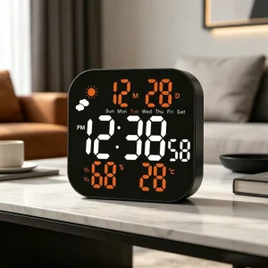Weather Forecast Cross border Desktop Week Digital Temperature Humidity Wall Alarm Clock External Power LED Clock