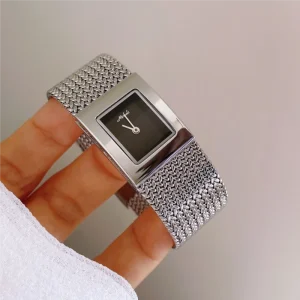 Wheat Ear Wide Strap Square Dial Watch with Neutral Style Minimalist and Scale free Quartz Women’s Watch Trend