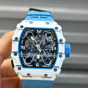 White Carbon Fiber Skeletonized Business Men’s Automatic Mechanical Watch
