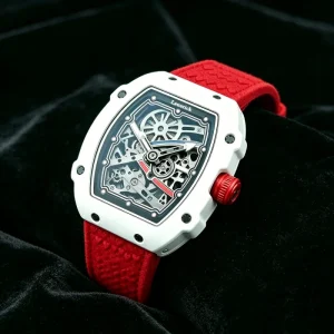 White Carbon Fiber Ultra-thin Men’s Open-face Sports Multifunction Automatic Mechanical Watch
