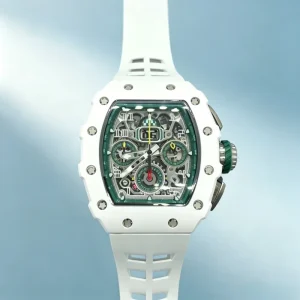 White Ceramic Case Sapphire Crystal Men’s Mechanical Watch Water Resistant Rubber Watch