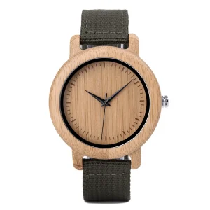 Whole Sale Handmade Natural Vintage Custom logo Canvas Strap Miyota Quartz Movement Wooden Watch for Couples
