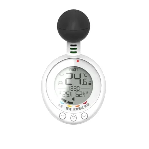 Wireless LCD Display Digital Thermometer Hygrometer Black Ball WBGT Heat Stress Index Monitor With Clock