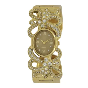 Women Bangle Watches Fashion Ladies Bangle Watch Gold With Crystal Stone