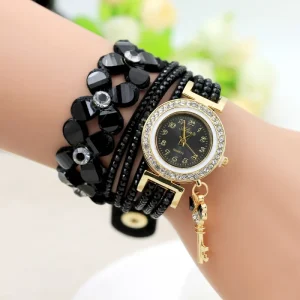 Women Bracelet Ladies Watch with Rhinestones Key Pendant Vintage Fashion Dress Wristwatch Relogio Feminino Gift