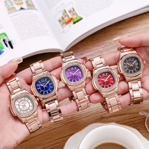Women Bracelet Watches Steel Belt Rhinestone Quartz Wrist Watch Luxury Fashion Watch for Women in Stock
