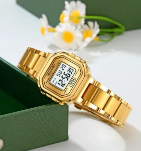 Women Fashion Hand Small Wrist Business Waterproof Date Watch Digital Bracelet Minimal Watch Stainless Steel Band SKMEI 2387