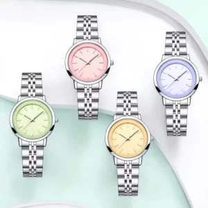 Women Quartz Watch Stainless Steel Luxury Analog Champagne Dial Elegant Water Resistant Fashion Gift