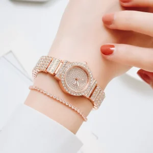 Women Watch Fashion Bling Casual Ladies Female Quartz Gold Watch Crystal Diamond for Women Clock