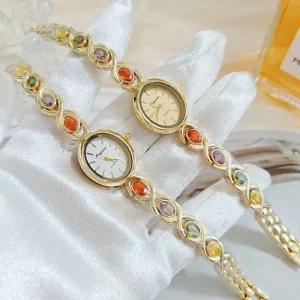 Women Watch Luxury Gold Stainless Steel Diamond Bracelet Quartz Wristwatch Elegant Ladies Dress Clock for Women Gift