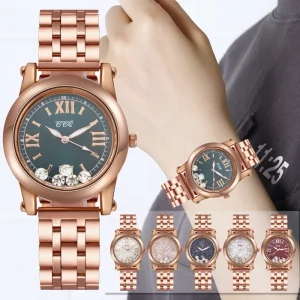 Women Watches Diamond Stainless Steel Band Ladies Quartz Wristwatch Casual Ladies Watch