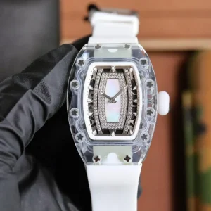 Women Watches Luxury Automatic Watch Ceramic White Dial Octagon Skeleton Mechanical Watch