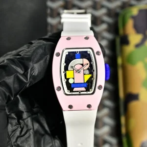 Women Watches Luxury Ceramic Blush Pink Dial Octagon Automatic Watch