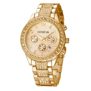 Women Watches Luxury Diamond studded Three Eye Steel Ring Dial for Both Men and Women Gifts for Women