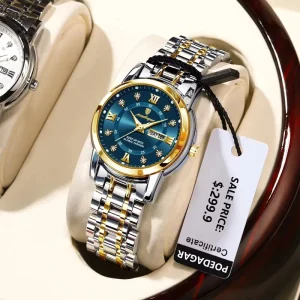 Women Wristwatch 769 Luxury Diamond Quartz Ladies Watch Waterproof Stainless Steel Luminous Date Week