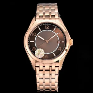 Women’s Automatic Mechanical Watch Stainless Steel Strap Brown Dial Date Display Office and Casual Style Wristwatch