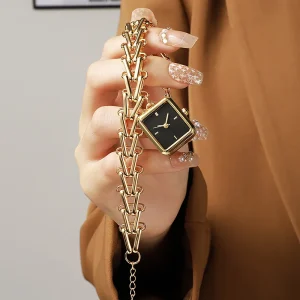 Women’s Bracelet Watch Rectangular Dial Pendant Triangular Wheat Ear Strap Ladies Quartz Wristwatch Gift (WA332)
