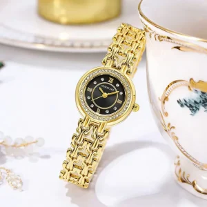 Women’s Bracelet Watch Shell Mother Face Round Dial Ladies Quartz Watch Elegant Rhinestone Wristwatch (WA342)