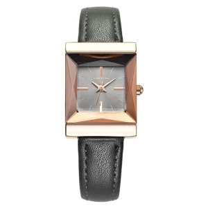 Women’s Business Fashion Watch Waterproof Leather Quartz Square Analog Alloy Case Glass