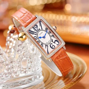 Women’s Casual Watches Elegant Simple Design Leather Band Stainless Steel Waterproof Ladies Clock Wristwatch
