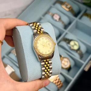 Women’s Casual Watches Premium Ladies Wristwatch Zircon Bezel Solid Stainless Steel Band Luminous Pointer Watch Montre Femme