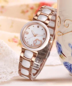 Women’s Ceramic Quartz Wrist Watch with Fashion Strap and Ronda Movement
