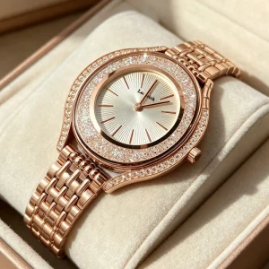 Women’s Custom Modern Moissanite Diamond Watch with Stainless Steel Case, Sapphire Crystal Glass, Waterproof 50M
