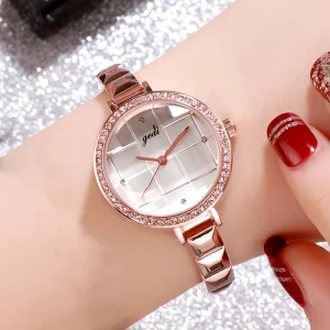 Women’s Diamond-set Wristwatch Fashionable Steel Band Quartz Watch Casual Waterproof