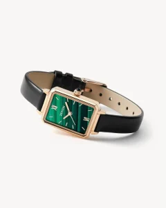 Women’s Eco-Friendly Alloy Analog Wrist Watch, Green Malachite Dial, Includes Batteries