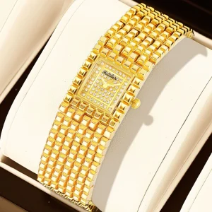 Women’s Fashion Square Quartz Watch Small Dial Alloy Case Waterproof Minimalist Analog Watch for Daily Wear